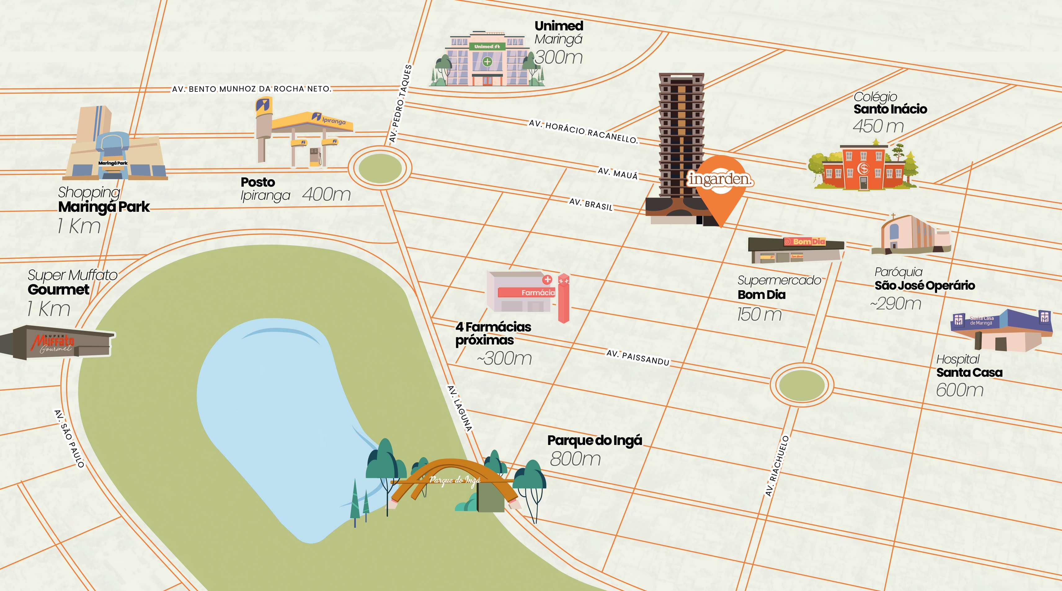 Mapa de localização do Ingarden em Maringá